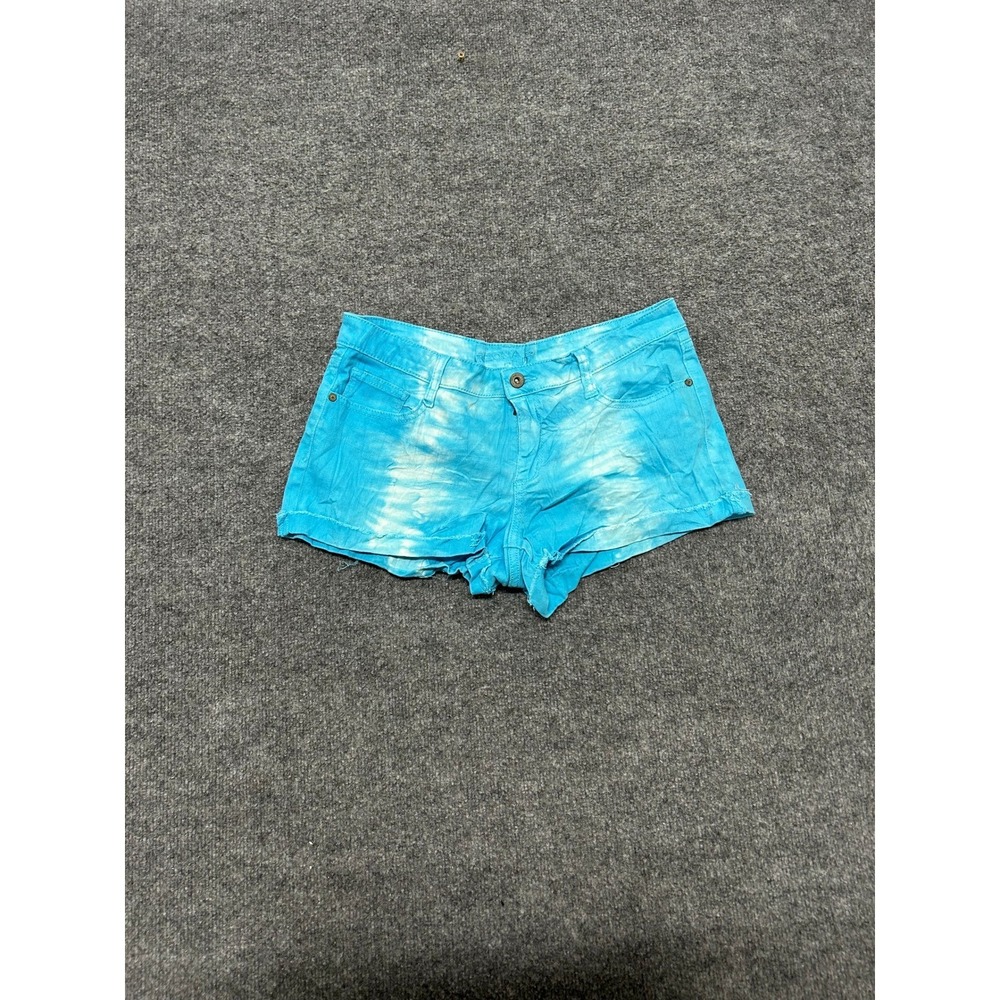 Arizona Jean Co Shorts Womens Size 11 Blue Tie Dye Denim Raw Hem Slim Fit Summer
